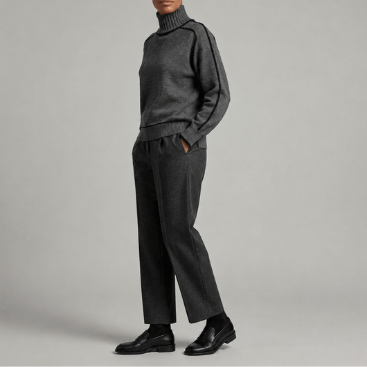 Damen Rollkragenpullover mit Kontrastkante