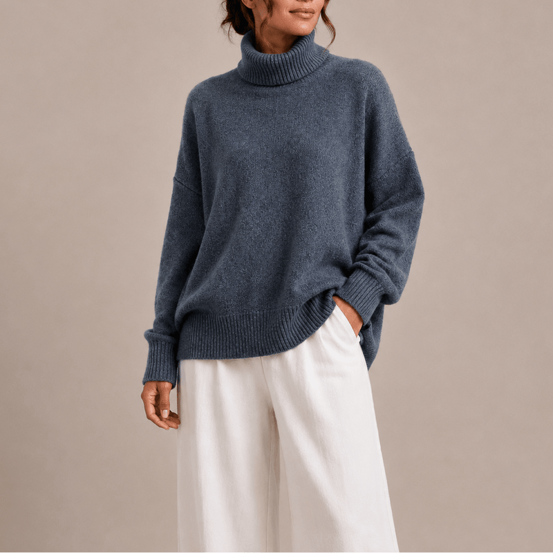Damen Rollkragenpullover in lockerer Passform