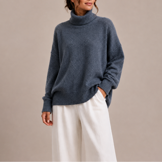 Damen Rollkragenpullover in lockerer Passform
