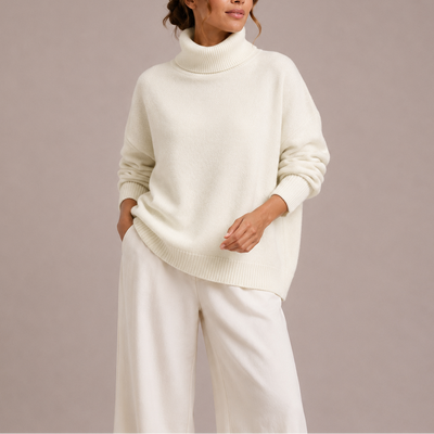 Damen Rollkragenpullover in lockerer Passform