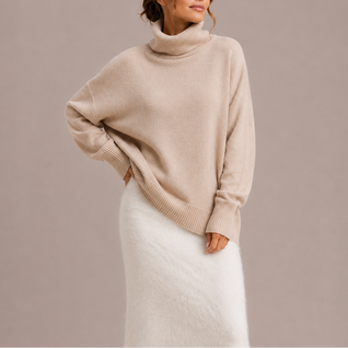 Damen Rollkragenpullover in lockerer Passform
