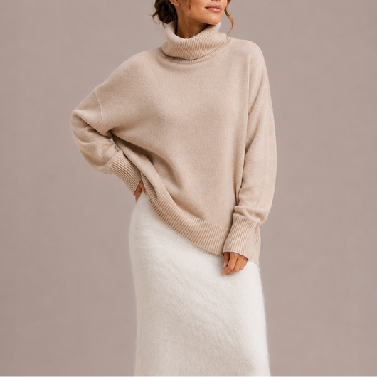 Damen Rollkragenpullover in lockerer Passform