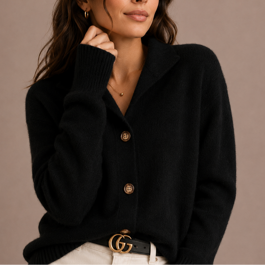 Damen Strickjacke mit Kragen und Knopfleiste