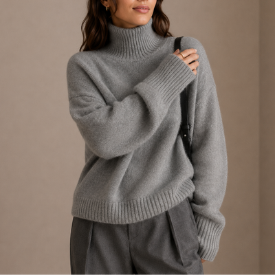 Damen Oversized-Rollkragenpullover, weich gestrickt