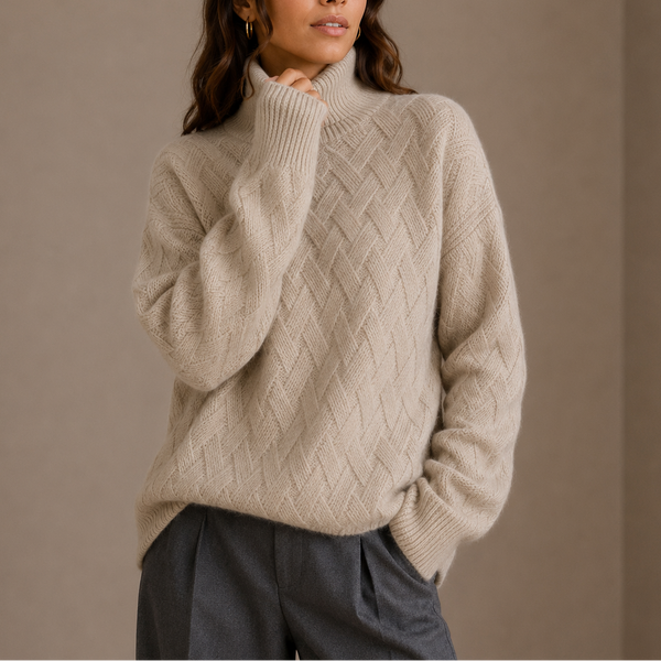 Damen Rollkragenpullover mit Webstruktur