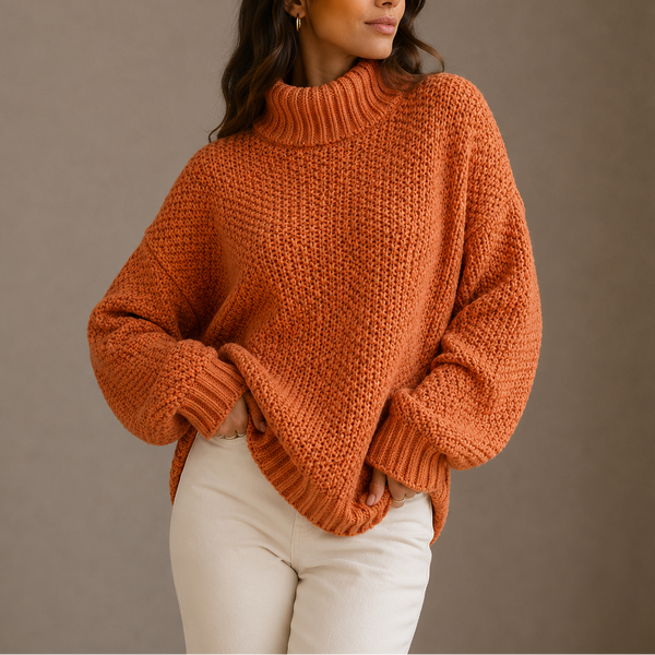 Damen Grobstrick-Rollkragenpullover in Oversize