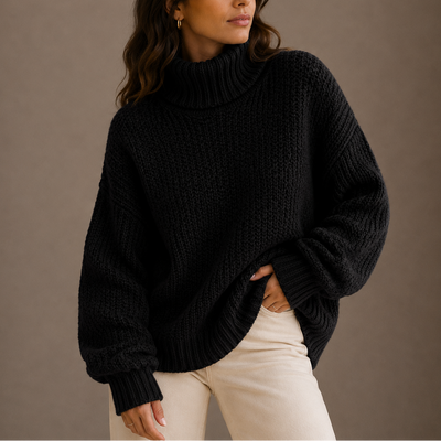 Damen Grobstrick-Rollkragenpullover in Oversize