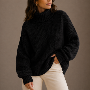 Damen Grobstrick-Rollkragenpullover in Oversize