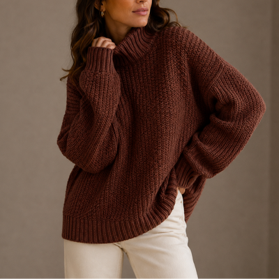 Damen Grobstrick-Rollkragenpullover in Oversize