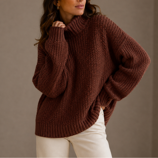 Damen Grobstrick-Rollkragenpullover in Oversize