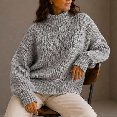 Damen Grobstrick-Rollkragenpullover in Oversize