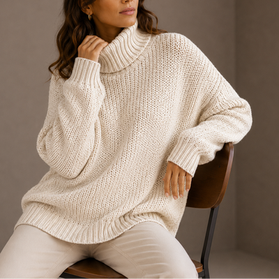Damen Grobstrick-Rollkragenpullover in Oversize
