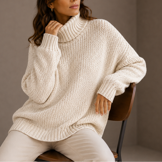 Damen Grobstrick-Rollkragenpullover in Oversize