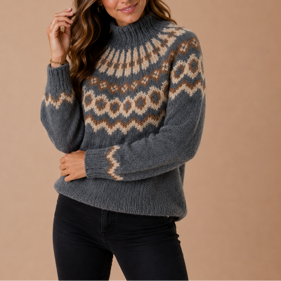 Damen Norwegerpullover mit Rollkragen im Fair-Isle-Muster