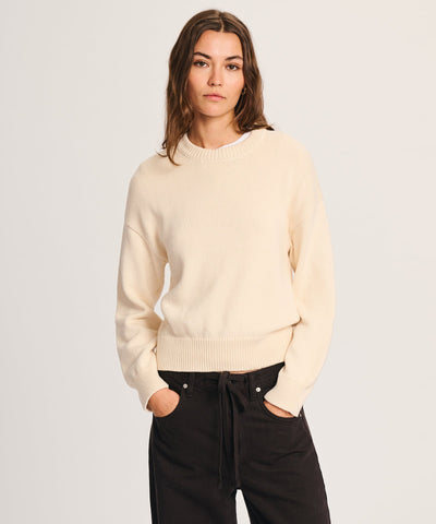 Damen Strickpullover mit Rundhalsausschnitt in lockerer Passform