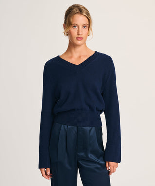 Damen Strickpullover mit V-Ausschnitt