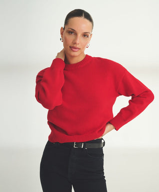Damen Strickpullover mit Rundhalsausschnitt in lockerer Passform