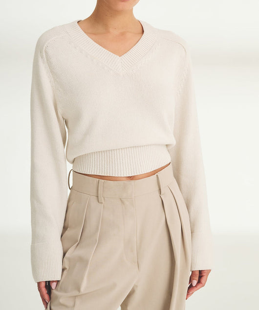 Damen Strickpullover mit V-Ausschnitt
