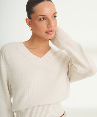 Damen Strickpullover mit V-Ausschnitt