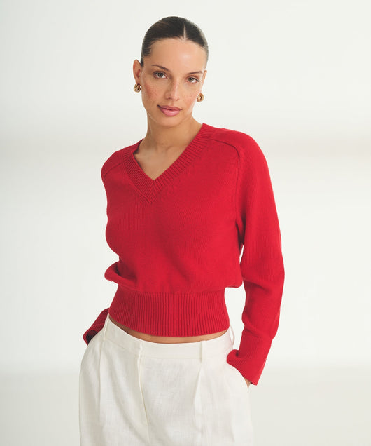 Damen Strickpullover mit V-Ausschnitt
