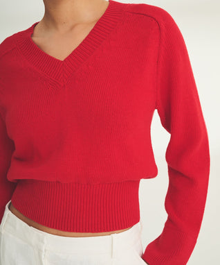 Damen Strickpullover mit V-Ausschnitt