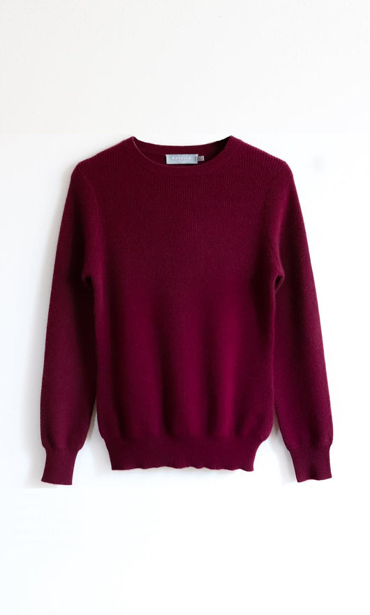 Damen Kaschmirpullover mit Rundhalsausschnitt im Doppelstrick