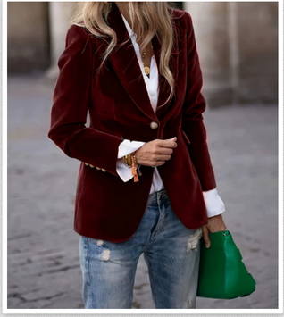 Damen Blazer mit betonten Schultern und Knopfverschluss