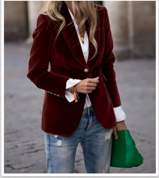 Damen Blazer mit betonten Schultern und Knopfverschluss