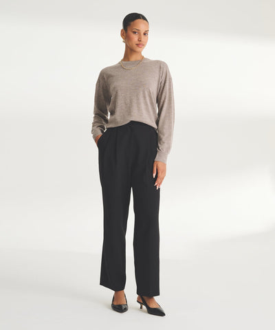 Damen feiner Strickpullover mit Rundhalsausschnitt
