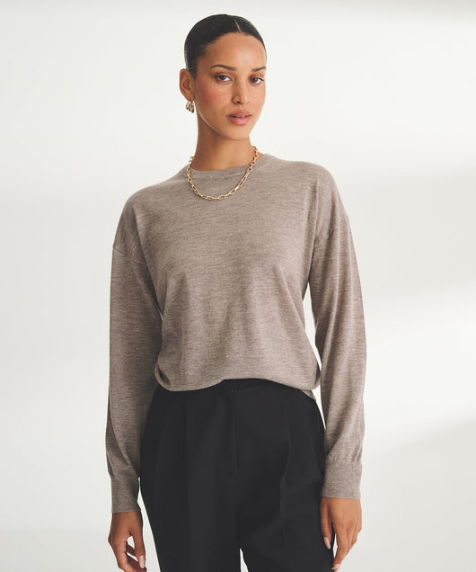 Damen feiner Strickpullover mit Rundhalsausschnitt