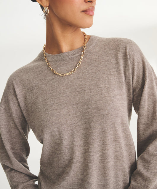 Damen feiner Strickpullover mit Rundhalsausschnitt