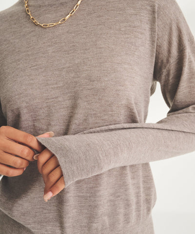 Damen feiner Strickpullover mit Rundhalsausschnitt