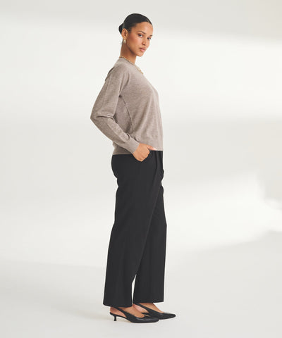 Damen feiner Strickpullover mit Rundhalsausschnitt