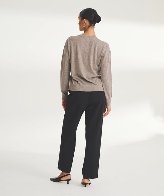 Damen feiner Strickpullover mit Rundhalsausschnitt