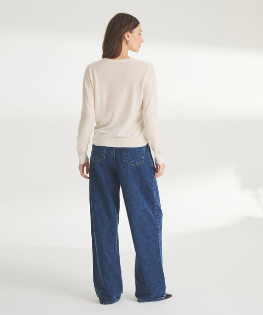 Damen feiner Strickpullover mit Rundhalsausschnitt