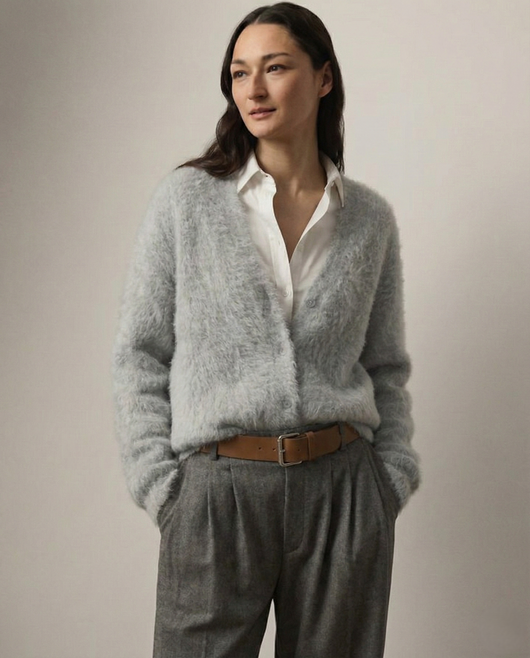 Damen warme Oversized-Strickjacke aus Kunstkaschmir