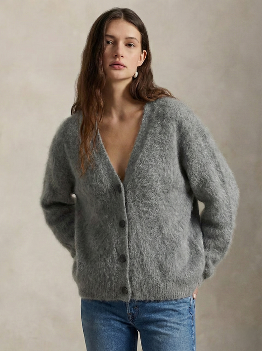 Damen warme Oversized-Strickjacke aus Kunstkaschmir