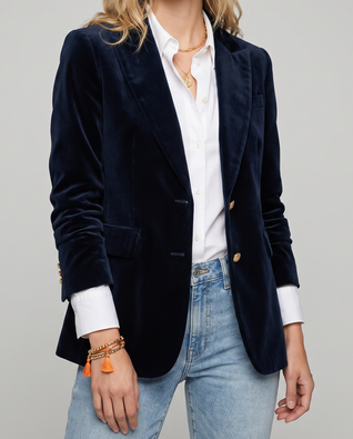 Damen Blazer mit betonten Schultern und Knopfverschluss