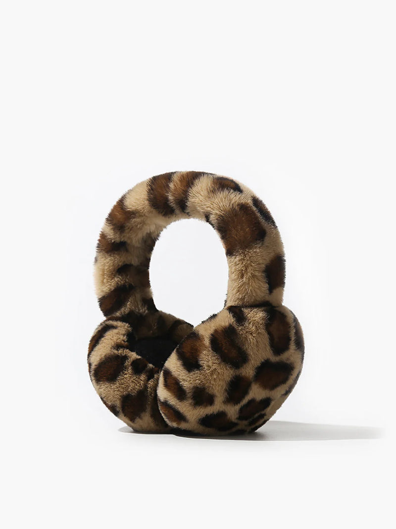 Damen Ohrenschützer Fuzzy Leopard Design