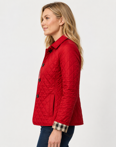 Damen leichte Steppjacke mit Kragen und Knopfverschluss