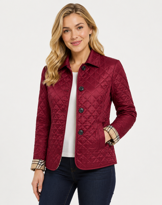 Damen leichte Steppjacke mit Kragen und Knopfverschluss
