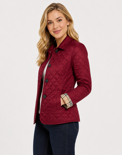 Damen leichte Steppjacke mit Kragen und Knopfverschluss