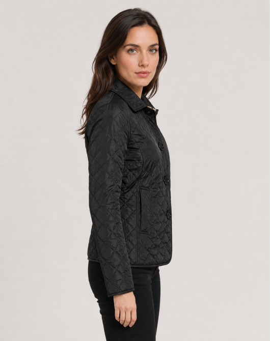Damen leichte Steppjacke mit Kragen und Knopfverschluss