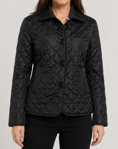 Damen leichte Steppjacke mit Kragen und Knopfverschluss