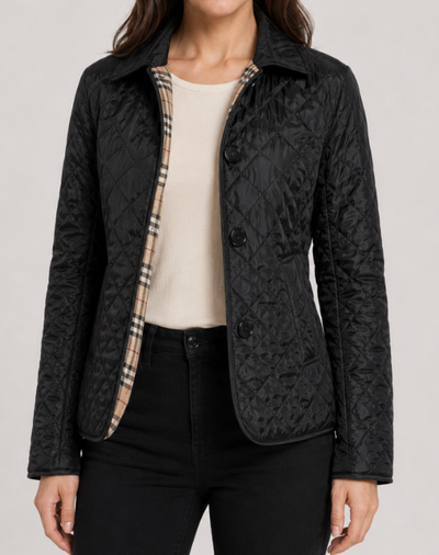 Damen leichte Steppjacke mit Kragen und Knopfverschluss