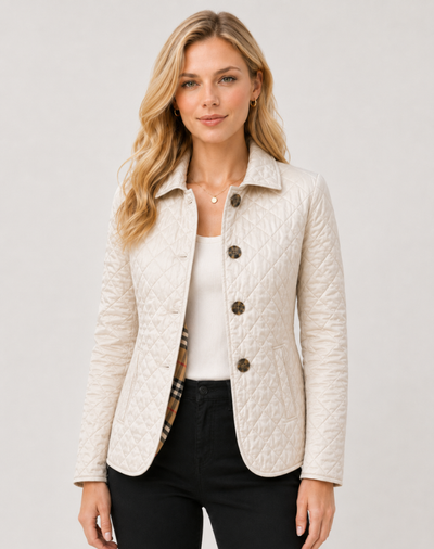 Damen leichte Steppjacke mit Kragen und Knopfverschluss