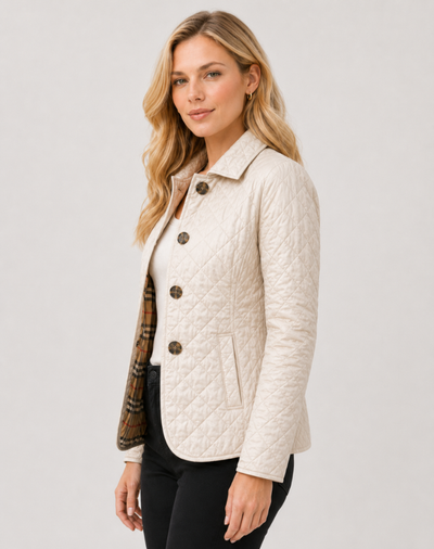 Damen leichte Steppjacke mit Kragen und Knopfverschluss