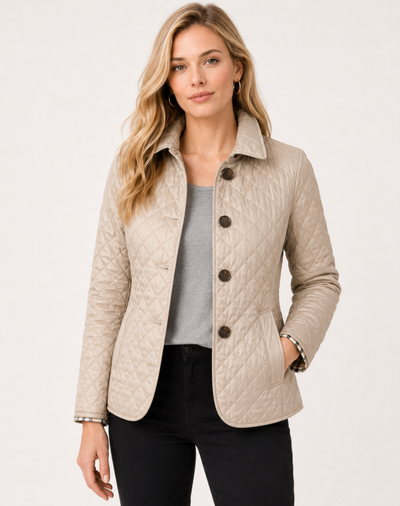 Damen leichte Steppjacke mit Kragen und Knopfverschluss