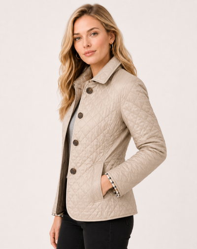 Damen leichte Steppjacke mit Kragen und Knopfverschluss