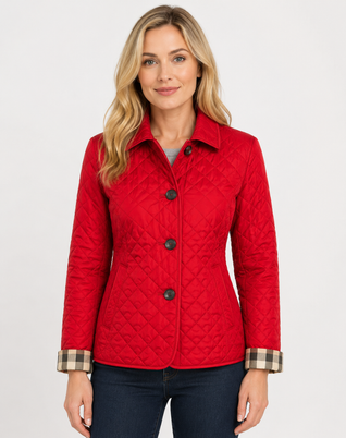 Damen leichte Steppjacke mit Kragen und Knopfverschluss